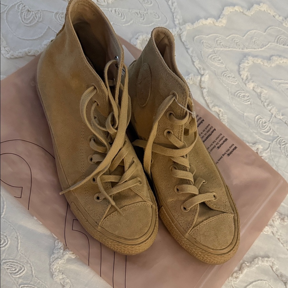 Converse Women's Lace-Up High-Top Boots in Tan Suede